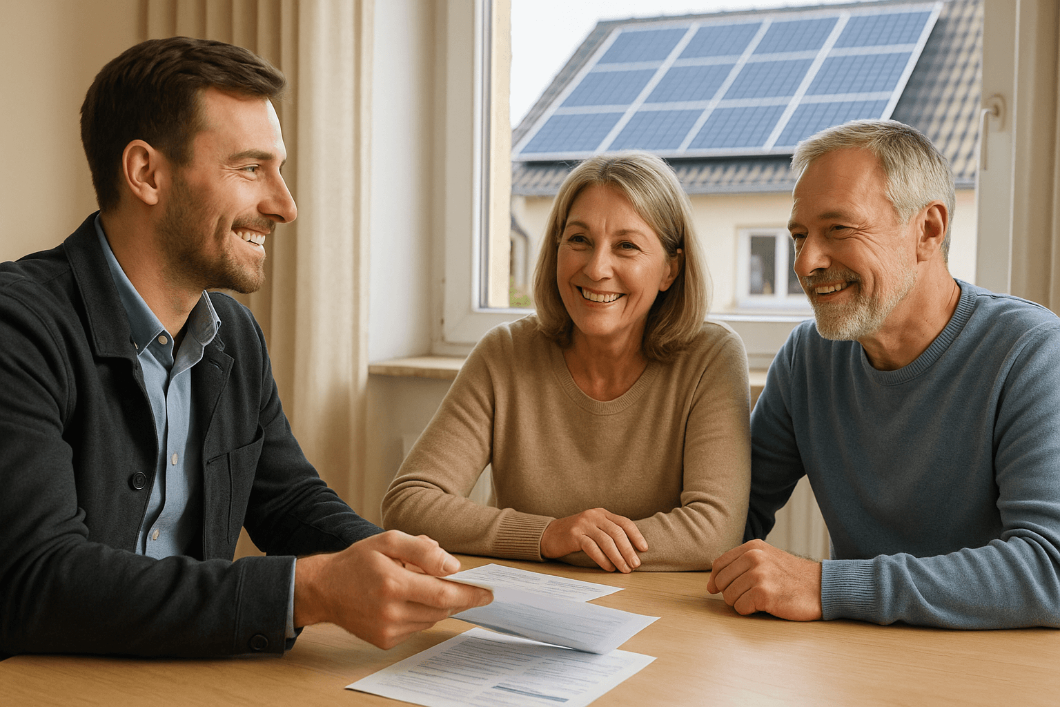 Sie wünschen sich Sicherheit und persönliche Betreuung? Ein regionaler Solarberater hat immer ein offenes Ohr für Ihr Projekt – vor Ort, verständlich und engagiert. Mit Checkfox finden Sie echte Experten aus Ihrer Region, die auf Service, Transparenz und Verlässlichkeit setzen. Das Bild zeigt die neue Nähe und Klarheit, mit der Solarenergie zur Erfolgsgeschichte für Ihr Eigenheim wird.